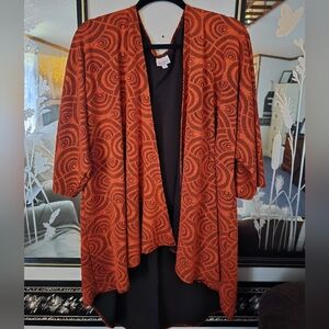 LuLaRoe Orange and Black Patterned Cardigan
